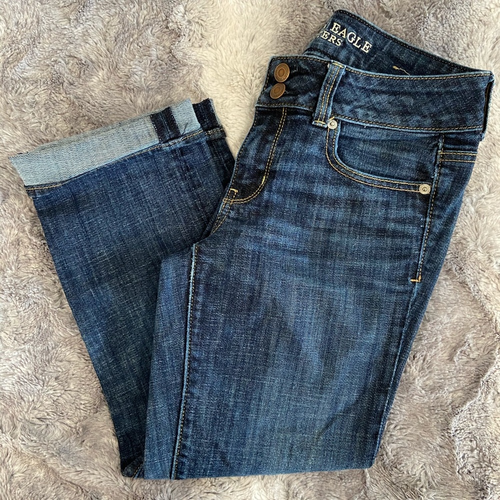 ⭐️ AE Dark Wash Artist Crop Jean ⭐️